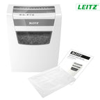 Leitz IQ Aktenvernichter Home Office, 12-10 Blatt (70-80 g/m²), TÜV+GS zertifiziert, Partikelschnitt, Sicherheitsstufe P4, Die Nummer 1 am Markt, 23L Behälter, Schredder für Büro, Weiß, 80090000