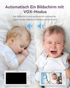 Comfyer Split-Screen Babyphone mit 2 Kameras, 7" HD 720P Video Babyphone ohne WLAN mit Halterung, IR-Nachtsicht Vox-Modus 2-Wege-Audio 6000mAh 300M Reichweite Videoüberwachungsgeräte