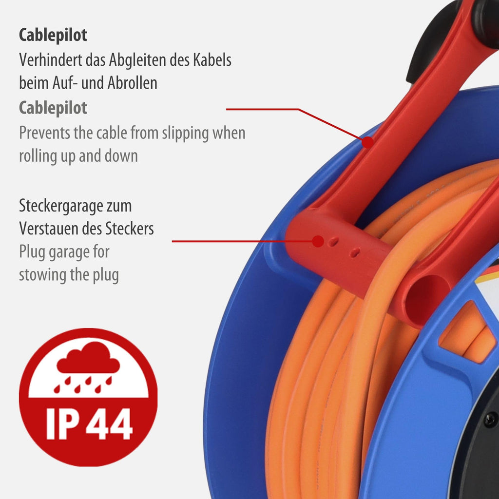 Brennenstuhl Garant Camping-Kabeltrommel/CEE 230V Kabeltrommel 25m (H07RN-F 3G2,5 Kabel in der Signalfarbe orange, für den ständigen Einsatz im Außenbereich IP44, Made in Germany)