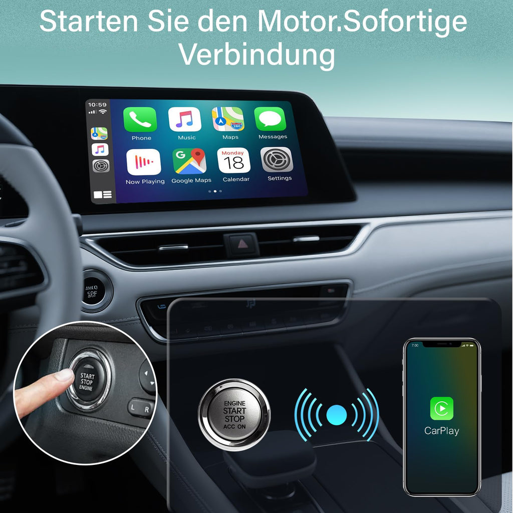 Tadcov Mini Carplay Wireless Adapter für iPhone & Apple, Auto Connect, Verwandelt Kabel in Wireless, Plug-and-Play, kompakter USB-Dongle für Autos mit Apple CarPlay (iOS 10+, ab 2015), 1 Pcs