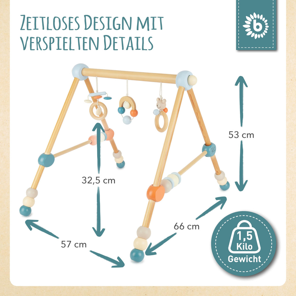 Bieco Spieltrapez höhenverstellbar | Baby Holz | Spielebogen | Activity Center Gym | Holzspielzeug
