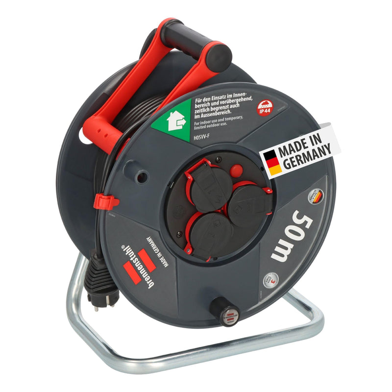 Brennenstuhl Garant V2 IP44 Kabeltrommel 50m outdoor (Made in Germany, 3 Schutzkontakt-Steckdosen, Spezialkunststoff)