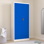 Jan Nowak Aktenschrank C001H Büroschrank Metallschrank Stahlschrank Werkzeugschrank Stahlblech Pulverbeschichtet Flügeltürschrank Abschließbar 195 cm x 90 cm x 40 cm (grau/blau)