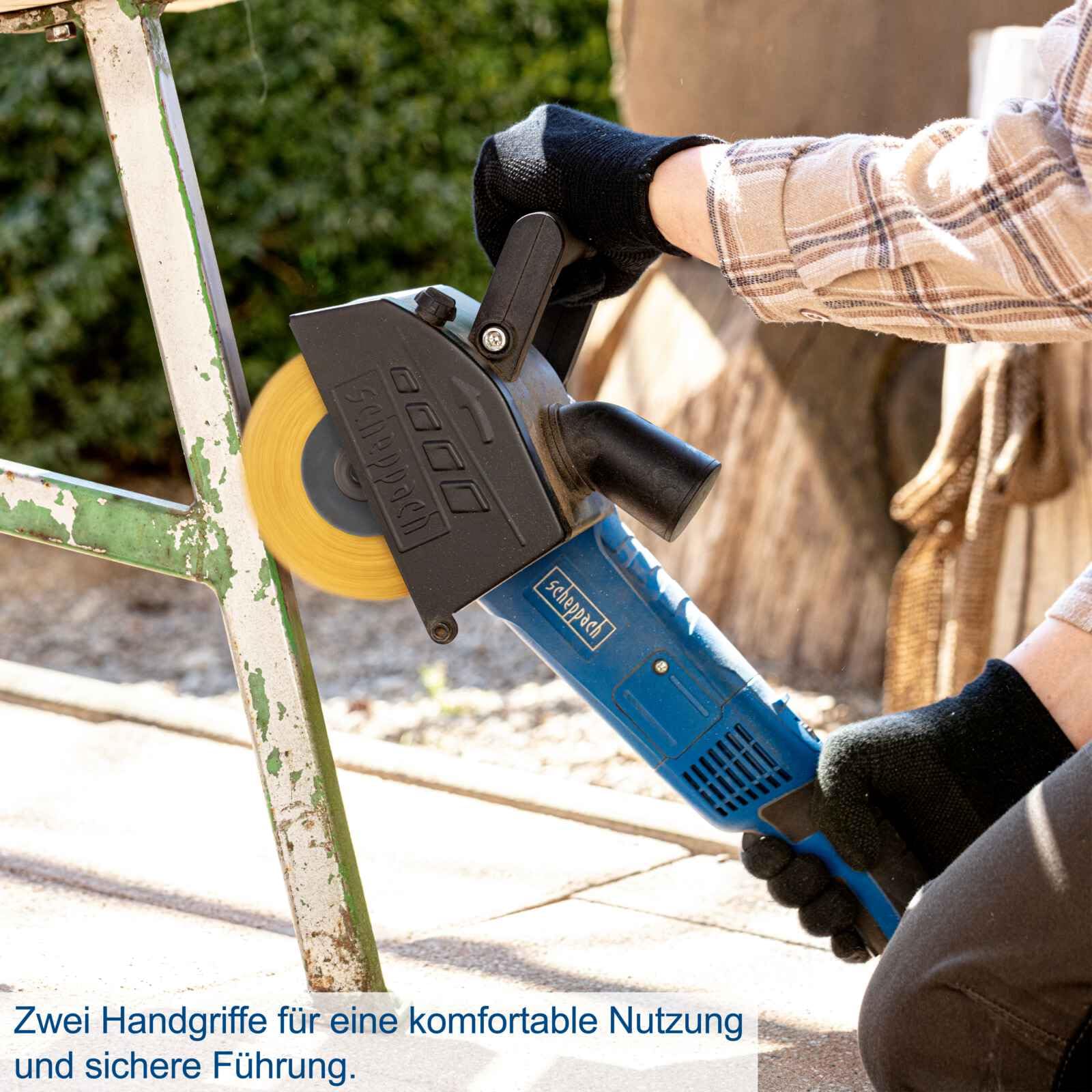 Scheppach Satiniermaschine MRS1300 Schleifmaschine Bürstenschleifer mit Messingdrahtbürste | Softstart | 1300W | 100mm Bürstenbreite mit Ø120mm | variable Drehzahl | Anschluss für Absauganlage