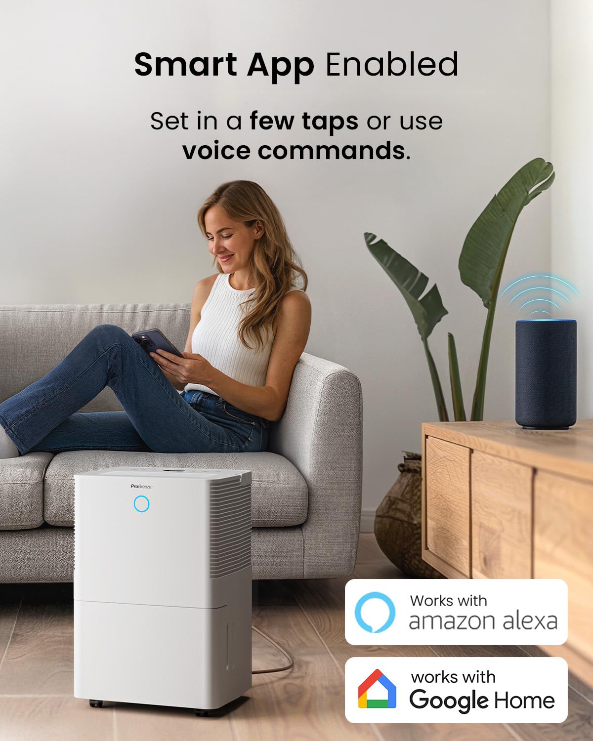 Pro Breeze Luftentfeuchter mit App & WLAN, 20L in 24h Entfeuchtungsleistung - Luftentfeuchter elektrisch mit Wäschemodus, Feuchtigkeitssensor, Timer - Gegen Schimmel - Entfeuchter Dehumidifier