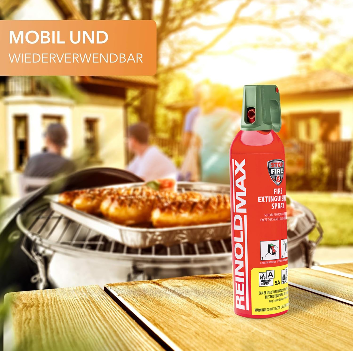 XENOTEC PREMIUM Feuerlöschspray – 2er Set - 750ml – Stopfire – Autofeuerlöscher – REINOLDMAX – wiederverwendbar – geeignet für Fettbrände – 2 x 750g