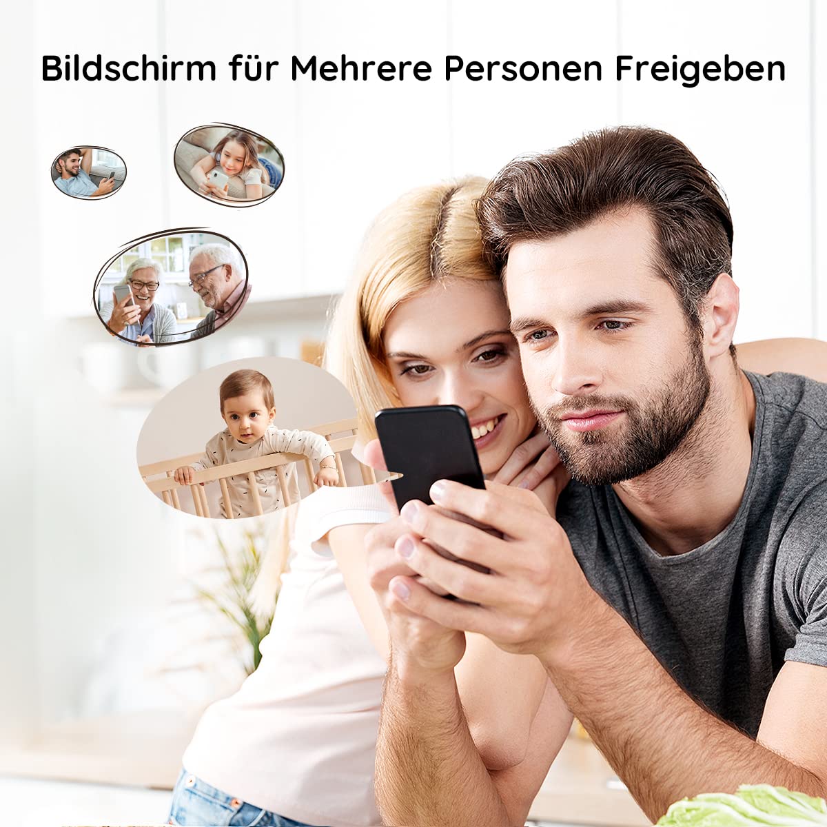 BOIFUN Babyphone mit 2 Kamera App, 2K QHD Bild, 355° Schwenken-60° Neige, 4×Zoom, Automatische Verfolgung, Weinen/Bewegungs/Geräuscherkennung, Temperatur und Feuchtigkeitsmessung