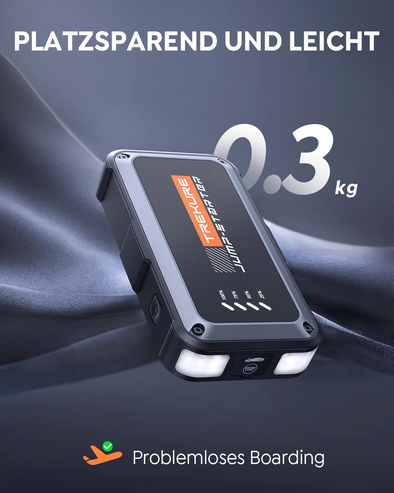 TREKURE 4000A Starthilfe Powerbank für Pkw (Bis Zu 9,0L Benzin Oder 8,5L Diesel) Kompakt Auto Starthilfe Powerbank mit LED Taschenlampe