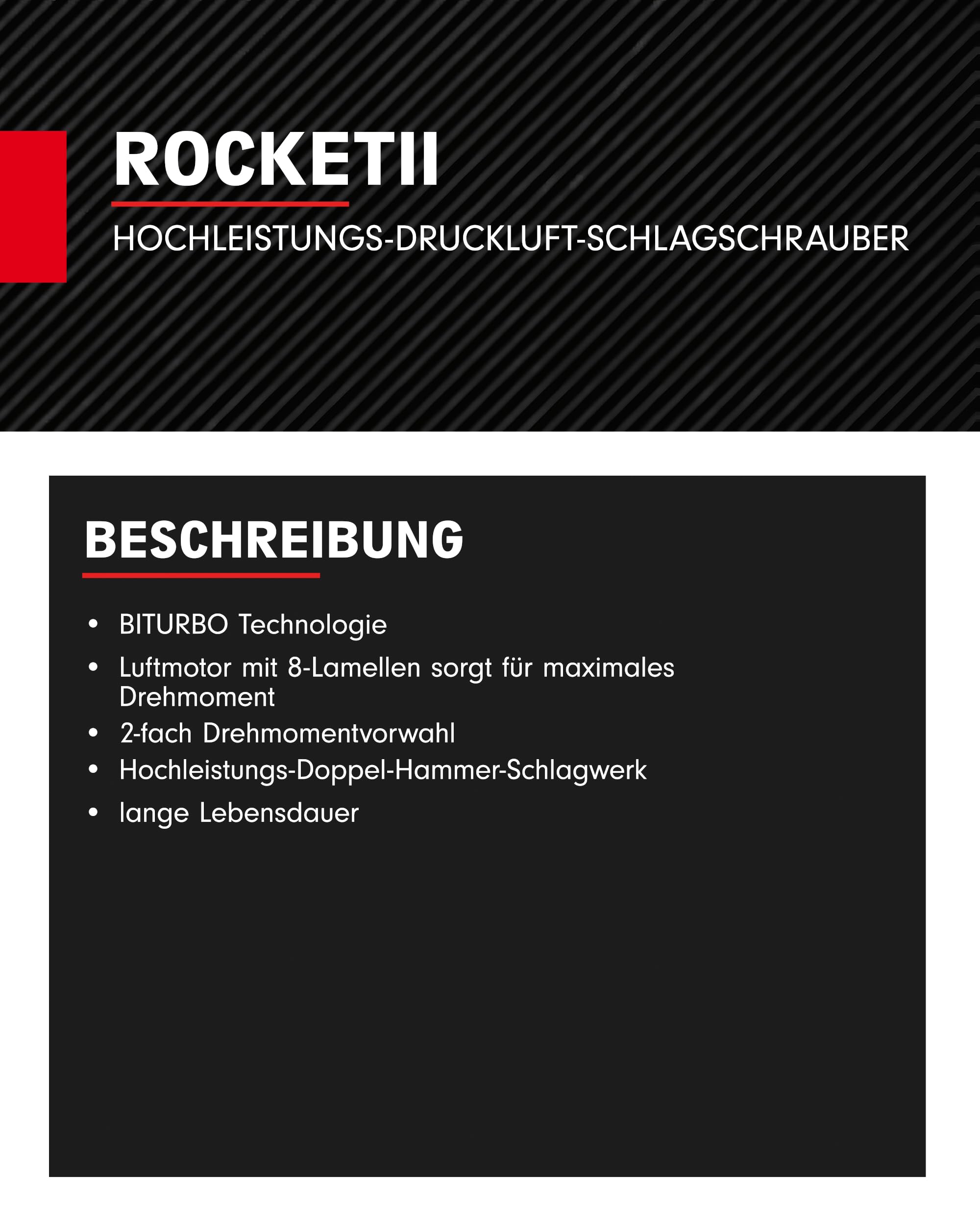 KS Tools Schlagschrauber Druckluft ROCKET II 1/2" 512.0002 2300Nm I Druckluft Schlagschrauber mit 8-Lamellen Luftmotor & Hochleistungs-Doppel-Hammer-Schlagwerk