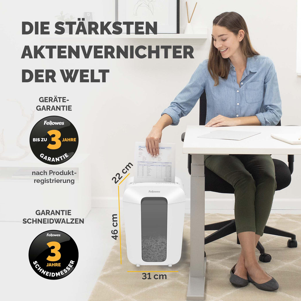 Fellowes Aktenvernichter 11 Blatt (P4), Papierschredder mit Partikelschnitt für Homeoffice und Büro, Powershred LX70, Schredder mit 18L Papierkorb und Sicherheitssperre, 4x40mm Cross-Cut Datenschutz