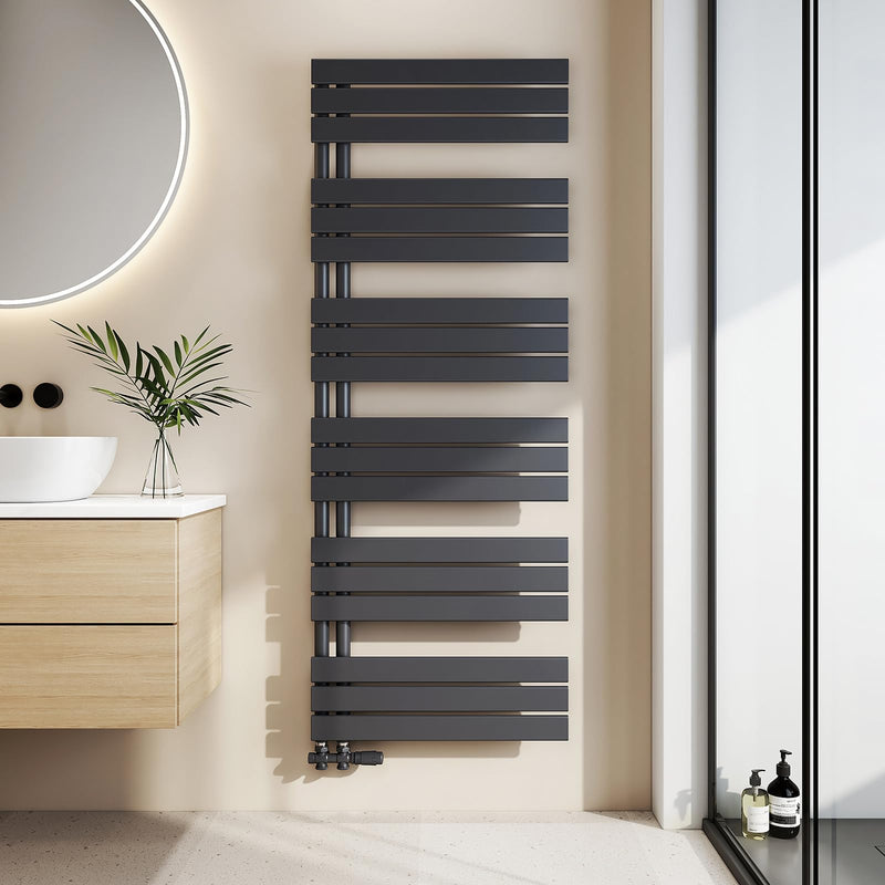 EMKE Badheizkörper Flach 1599x600 mm, Handtuchheizkörper mit Seitenanschluss, Effizienter Handtuchwärmer Handtuchtrockner Heizkörper für Bad, Anthrazit, 1005W