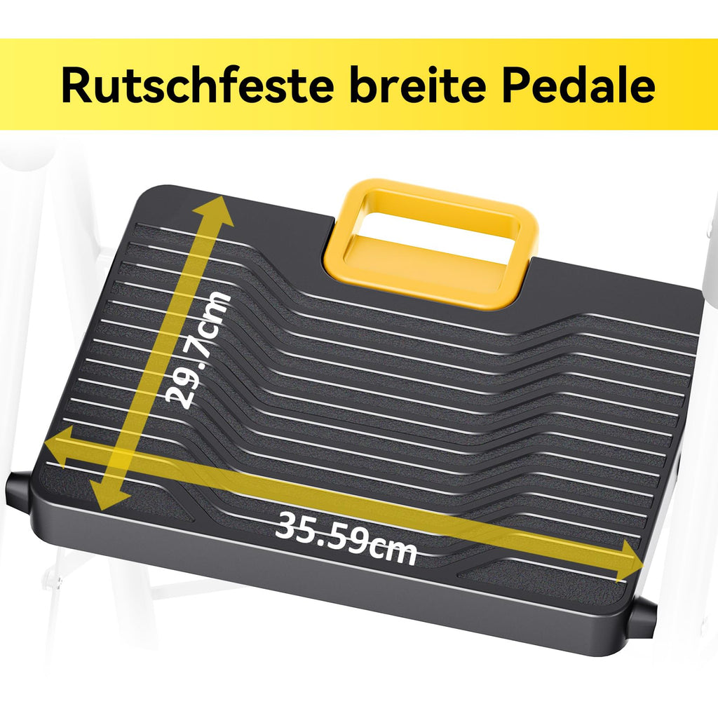 KINGRACK Trittleiter 4 Stufen, Klappleiterkapazität von 150 Kilogramm, Sicherheitsschloss, breite Antirutschpedale, Handläufe, Haushaltsleiter geeignet für Wohnküche und Büroschränke, weiß