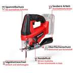 Einhell Akku-Stichsäge TC-JS 18 Li Power X-Change (Li-Ion, 18V, 20 mm Hubhöhe, max. 45° Schrägschnitte, Pendelhubfunktion, werkzeuglose Sägeblattaufnahme, inkl. Sägeblatt, ohne Akku und Ladegerät)
