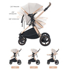 BEBBY 3-in-1 Kinderwagen KombiKinderwagen-Set 2-in-1 Buggy faltbar Luxus Hochlandschaft Neugeborenes Tragbarer Zusammenklappbarer Kinderwagen Travel System (D2-Black., H2-D)