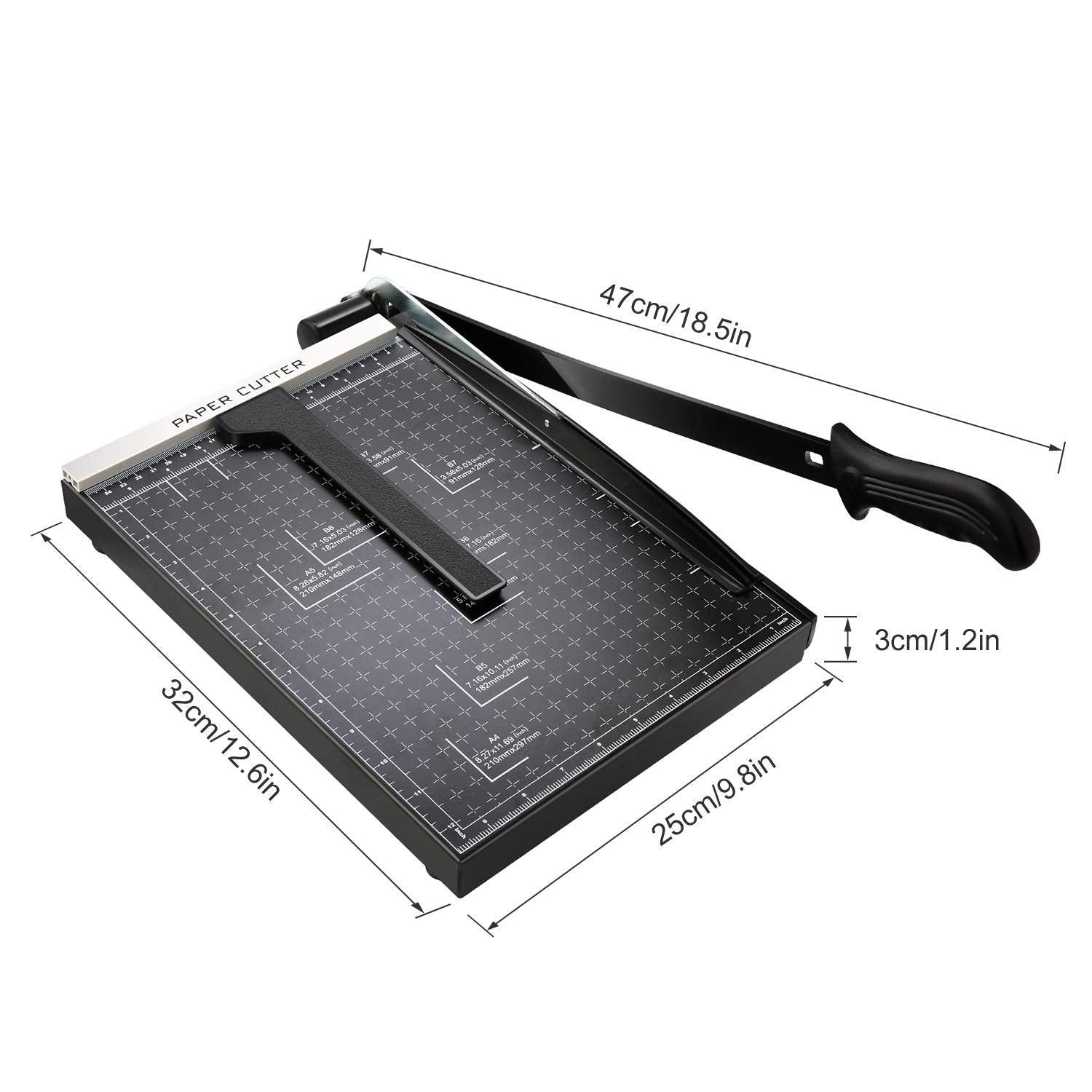 COOCHEER A4 Papierschneider Fotoschneider Profi Hebelschneider Papierschneidemaschine Schneidegerät Bindegerät Schrottmaschineider für Schule & Büro, Schwarz