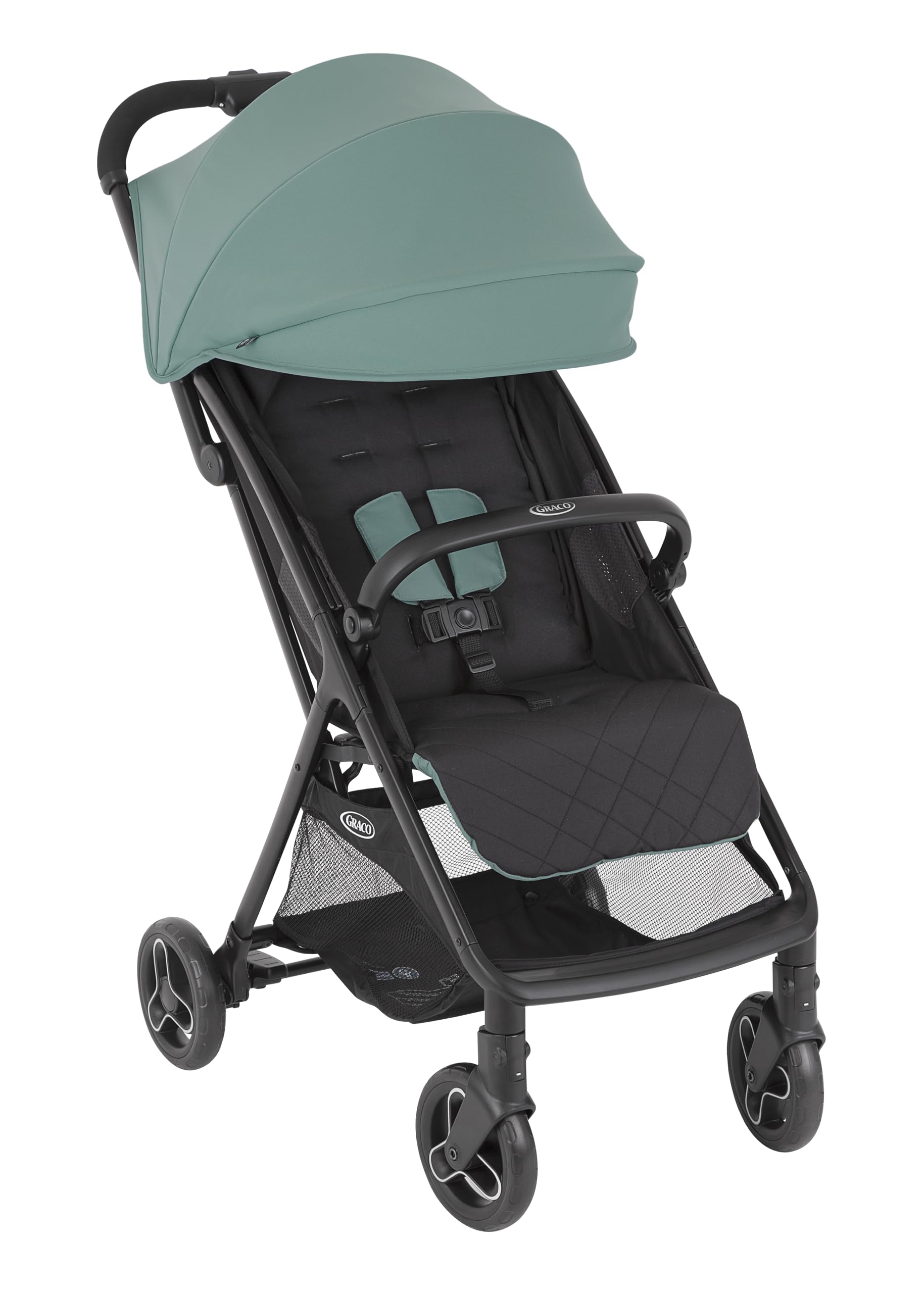 Graco Myavo™ Reisebuggy, ab Geburt bis ca. 4 Jahre (bis 22 kg), leicht, schnell zusammenklappbar, zusammengeklappt freistehend, großer Staukorb, inkl. Regenverdeck, Mint