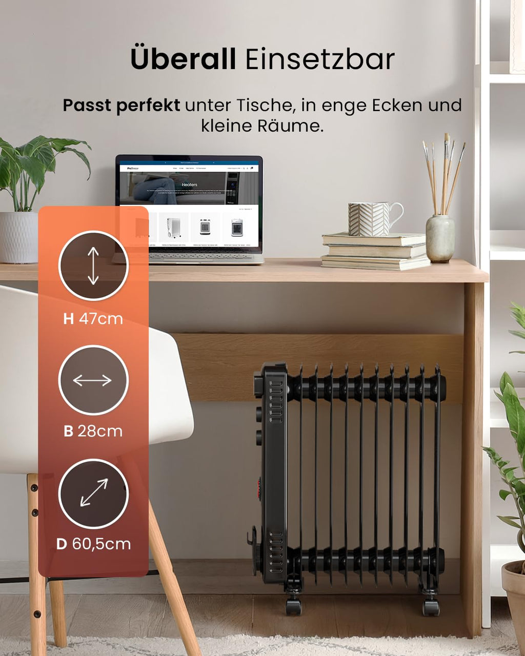 Pro Breeze 2500W Ölradiator mit 11 Heizrippen, Elektrischer Heizkörper, 24h Timer, Ölradiator energiesparend, 3 Heizstufen, Einstellbares Thermostat & Sicherheitsabschaltfunktion - schwarz