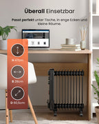 Pro Breeze 2500W Ölradiator mit 11 Heizrippen, Elektrischer Heizkörper, 24h Timer, Ölradiator energiesparend, 3 Heizstufen, Einstellbares Thermostat & Sicherheitsabschaltfunktion - schwarz