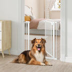 WOLTU Treppenschutzgitter 75–87 cm, Türschutzgitter aus Metall, mit/ohne Bohren, Auto-Close, 90°-Stopp, beidseitig schwenkbar, 2 Riegel, einhändig zu öffnen,Weiß