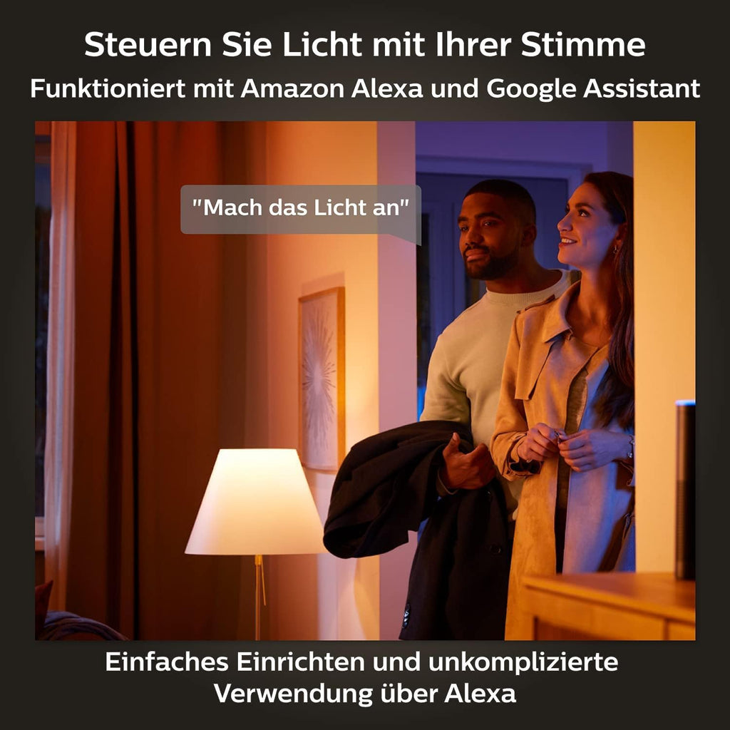 Philips Hue White & Color Ambiance Centura runde Einbauspots 3er Pack (1.050 lm), dimmbare Deckenlampen mit 16 Mio. Farben, smarte Lichtsteuerung über Sprache und App, schwarz, neue Generation