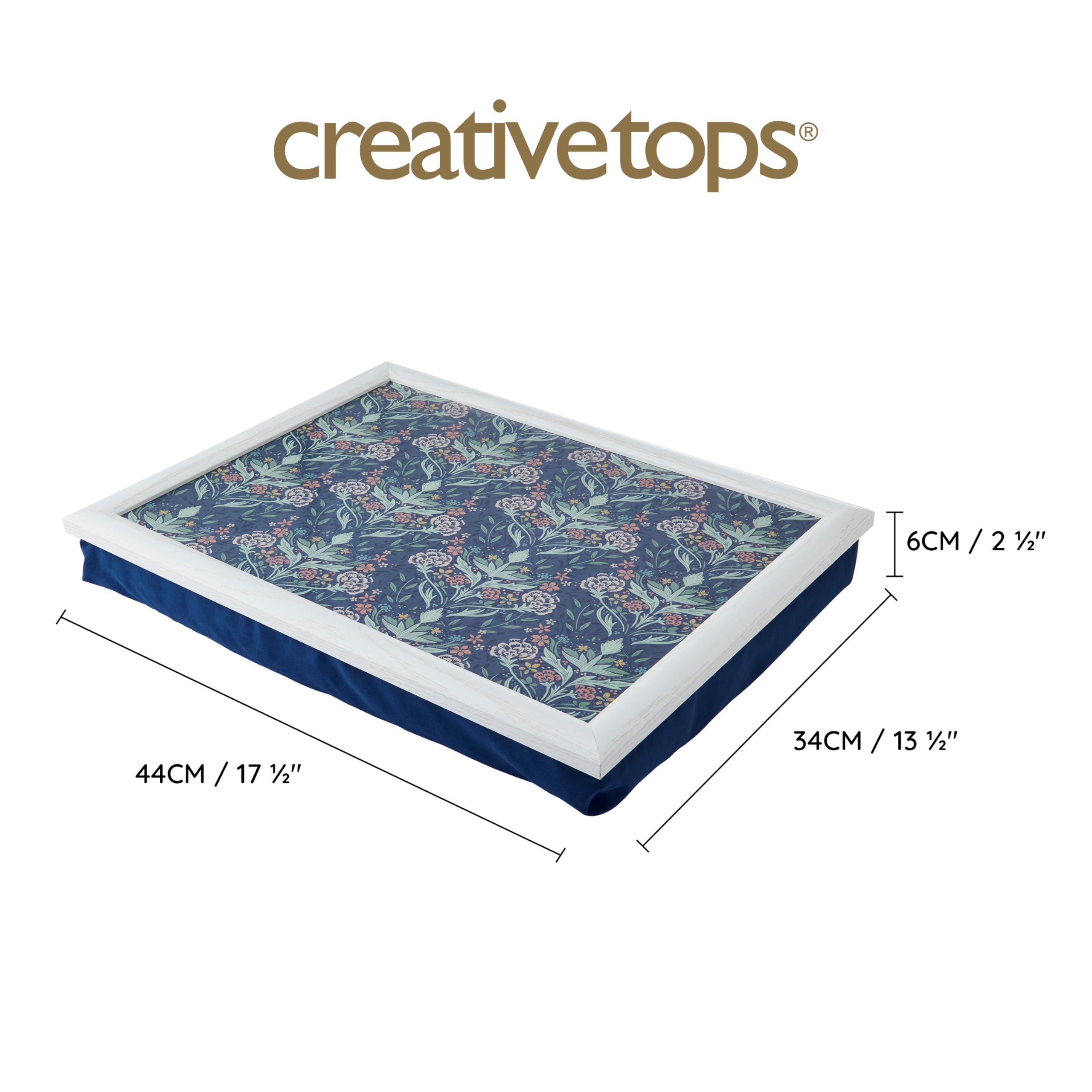 Creative Tops Floral Print Lap Tablett mit Kissen, Sitzsack gepolstert, tragbarer Lap Desk, Schreibtisch Laptop Tablett 44cm x 34cm x 6cm