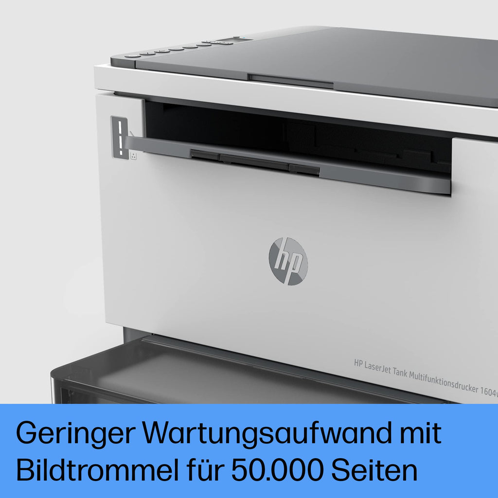 HP LaserJet Tank MFP 1604w Multifunktions-Laserdrucker (Drucker, Scanner, Kopierer) mit Dual-Band-Wi-Fi, BTLE, inklusive Original Toner für bis zu 5000 Seiten, 22 Seiten/Min, 600x600 DPI, weiß