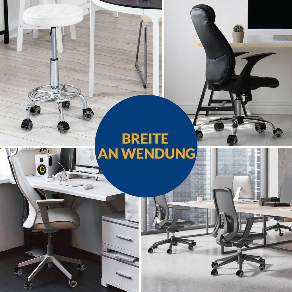 COSYLAND Bürostuhl Rollen 11mm x 22 mm - 5er Set Rollen für Bürostühle - Super Leise und Weiche für Hartböden, Parkett, Teppich, Laminat, Keine Bodenschutzmatte Nötig, Grau Doppelräder