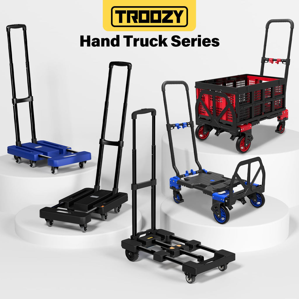 Faltbare Sackkarre, Dolly Cart mit 6 Rädern (2 mit Bremse) und 2 elastischen Gurten, 227 kg Schwerlastwagen für Umzug, Gepäck, Autositz, Gartenpflanze, Camping, max. ausziehbare Platte, 66 cm, Schwarz