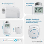 Homematic IP Smart Home Heizkörperthermostat, digitaler Thermostat Heizung, Heizungsthermostat, Steuerung per App, Alexa & Google Assistant, einfache Installation, Energie sparen, 140280A0