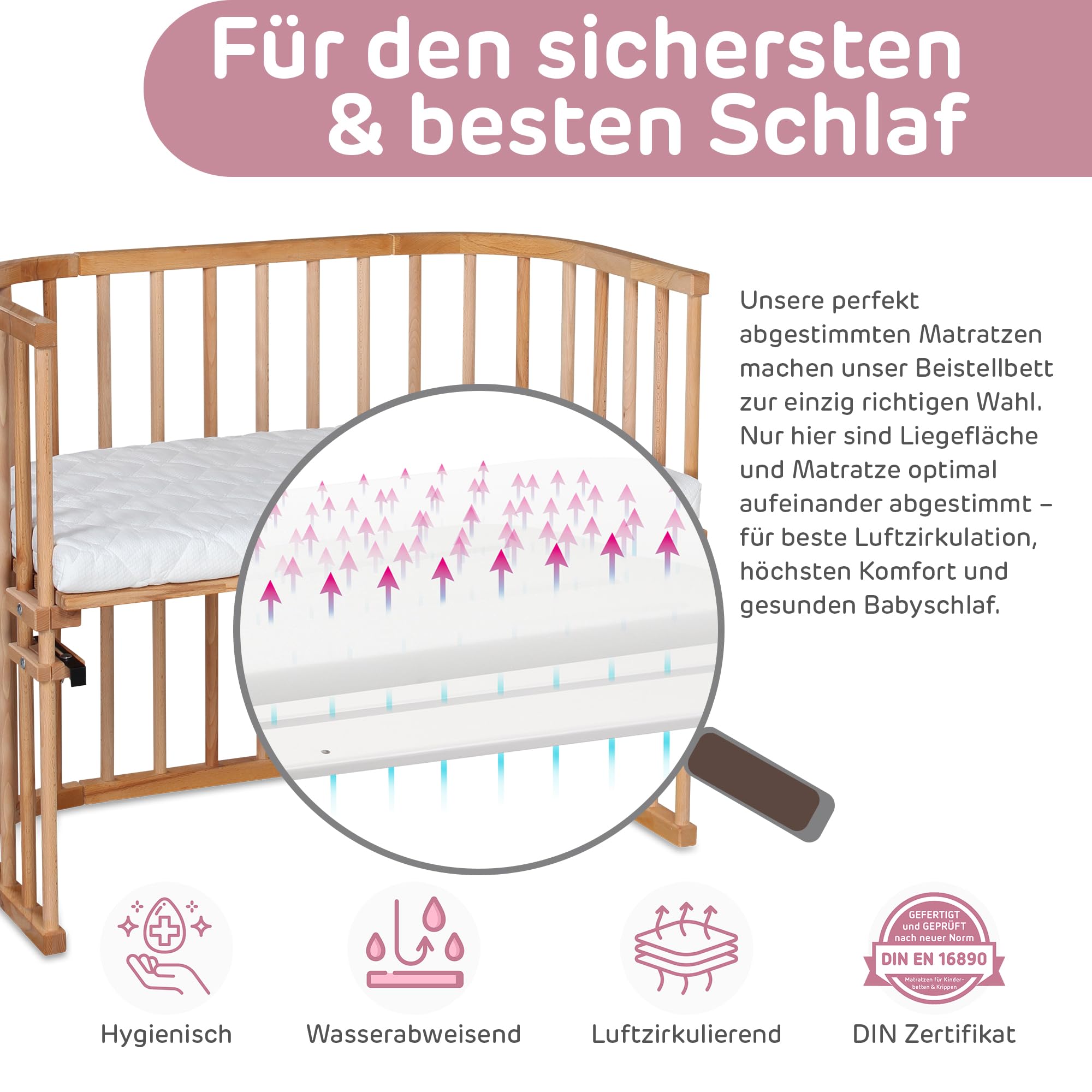 babybay Maxi extra großes Beistellbett aus massivem Buchenholz / Kinderbett Höhe stufenlos verstellbar & umweltfreundlich / mitwachsendes Babybett (kernbuche geölt)