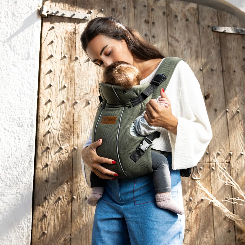 Jané Dual, ergonomische Babytrage, von Geburt bis 15 kg, 3 Positionen, atmungsaktiv und gepolstert,Grün