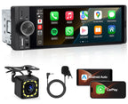 1 DIN Autoradio mit Wireless CarPlay & Android Auto, 6,36 Zoll Auto Radio mit Bildschirm, Rückfahrkamera, FM, Bluetooth, Freisprecheinrichtung, Aux-Eingang, Lenkradsteuerung, Equalizer, Mirror Link