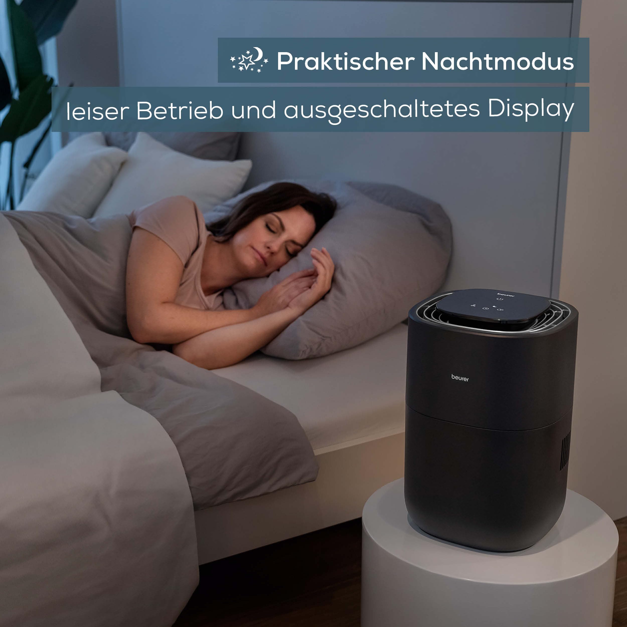 Beurer LB 200 Luftbefeuchter mit energieeffizienter Kaltverdunstungstechnologie, hygienische konstante Befeuchtung der Luft, mit Filtertrocknungsfunktion, 3 Befeuchtungsstufen, für Räume bis ca. 30m²