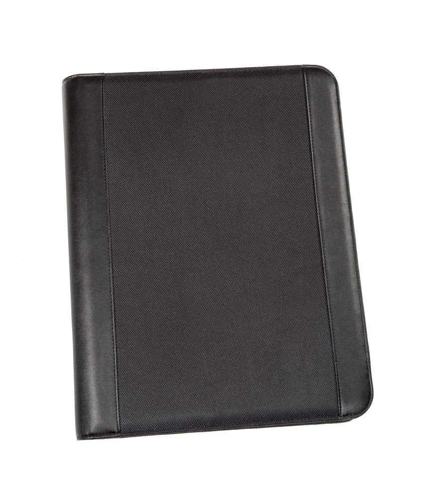 Genie A4 Schreibmappe mit herausnehmbarem Ringbuch (Frankfurt; rundum ReiÃŸverschluss; inkl. Schreibblock; in Lederoptik und strukturiertem Nylon) schwarz