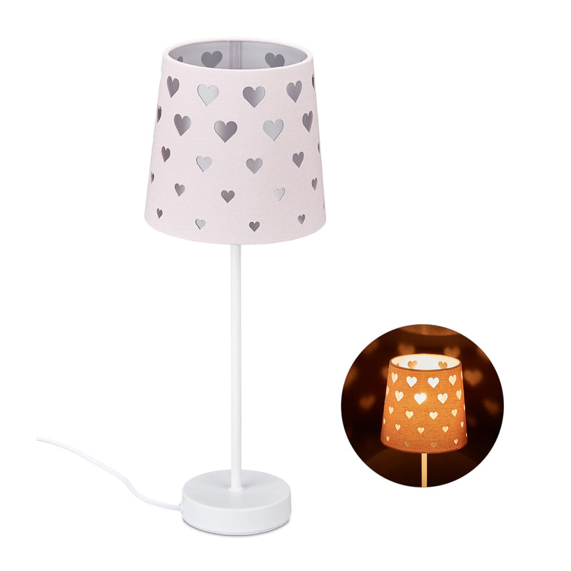 Relaxdays Nachttischlampe Kinder, rosa-weiß