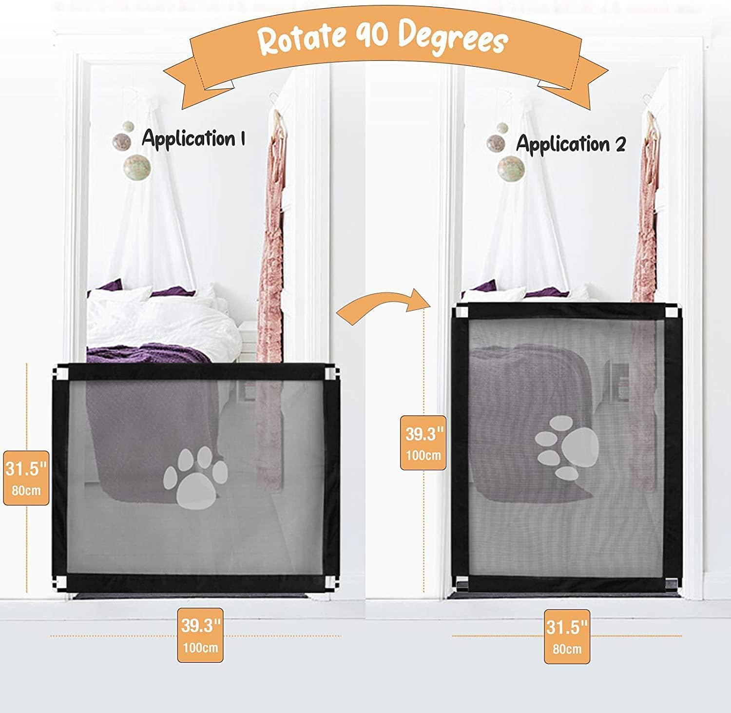 Namsan Hunde Türschutzgitter Abschließbar Hundeschutzgitter Treppenschutzgitter Absperrgitter für Haustier, 80cm x 100cm