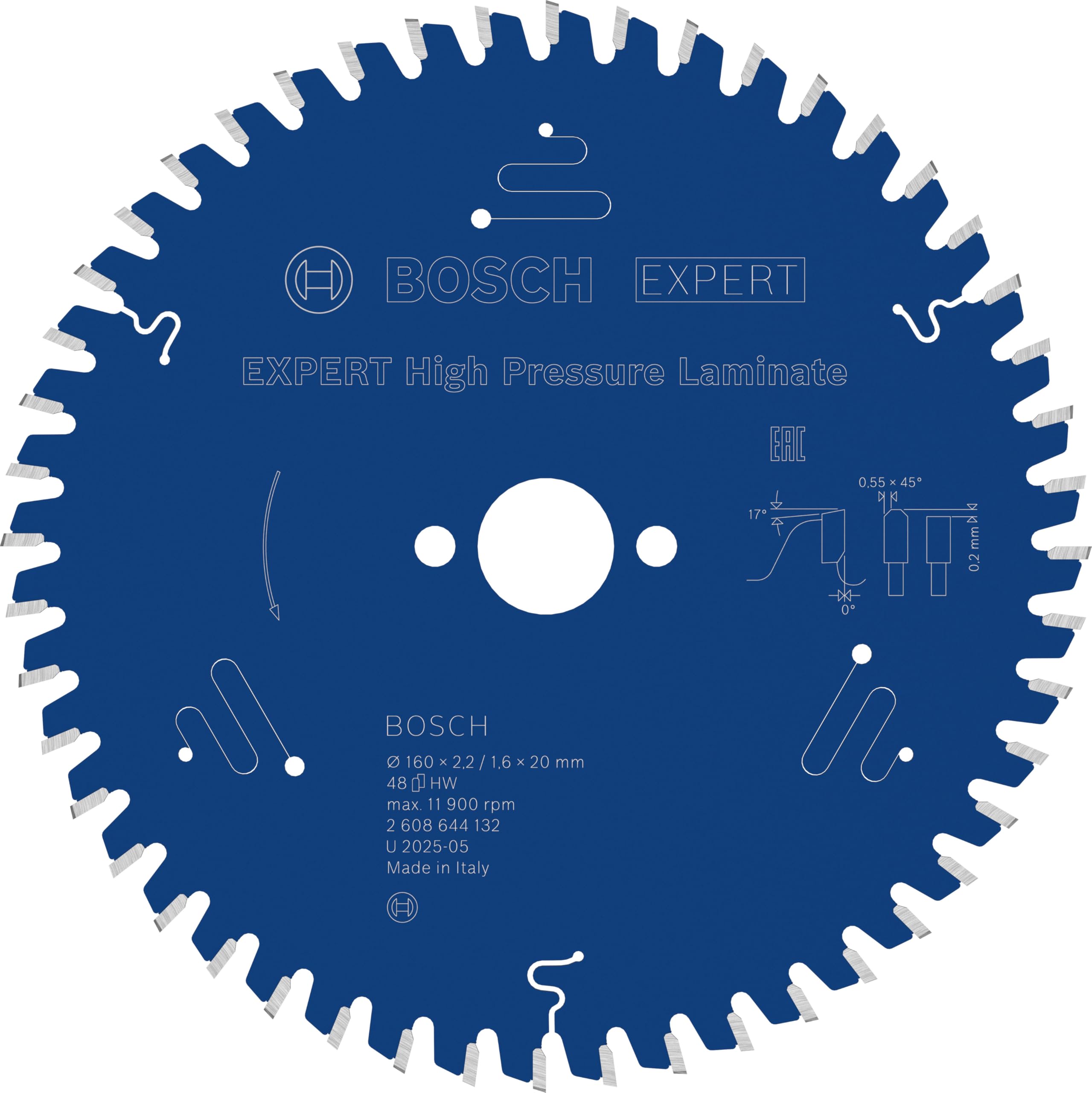 Bosch 1x EXPERT High Pressure Laminate Kreissägeblatt für Handkreissägen (für HPL – Hochdruck-Schichtpressstoffplatte, Ø mm, Professional Zubehör kabelgebundene Handkreissägen)