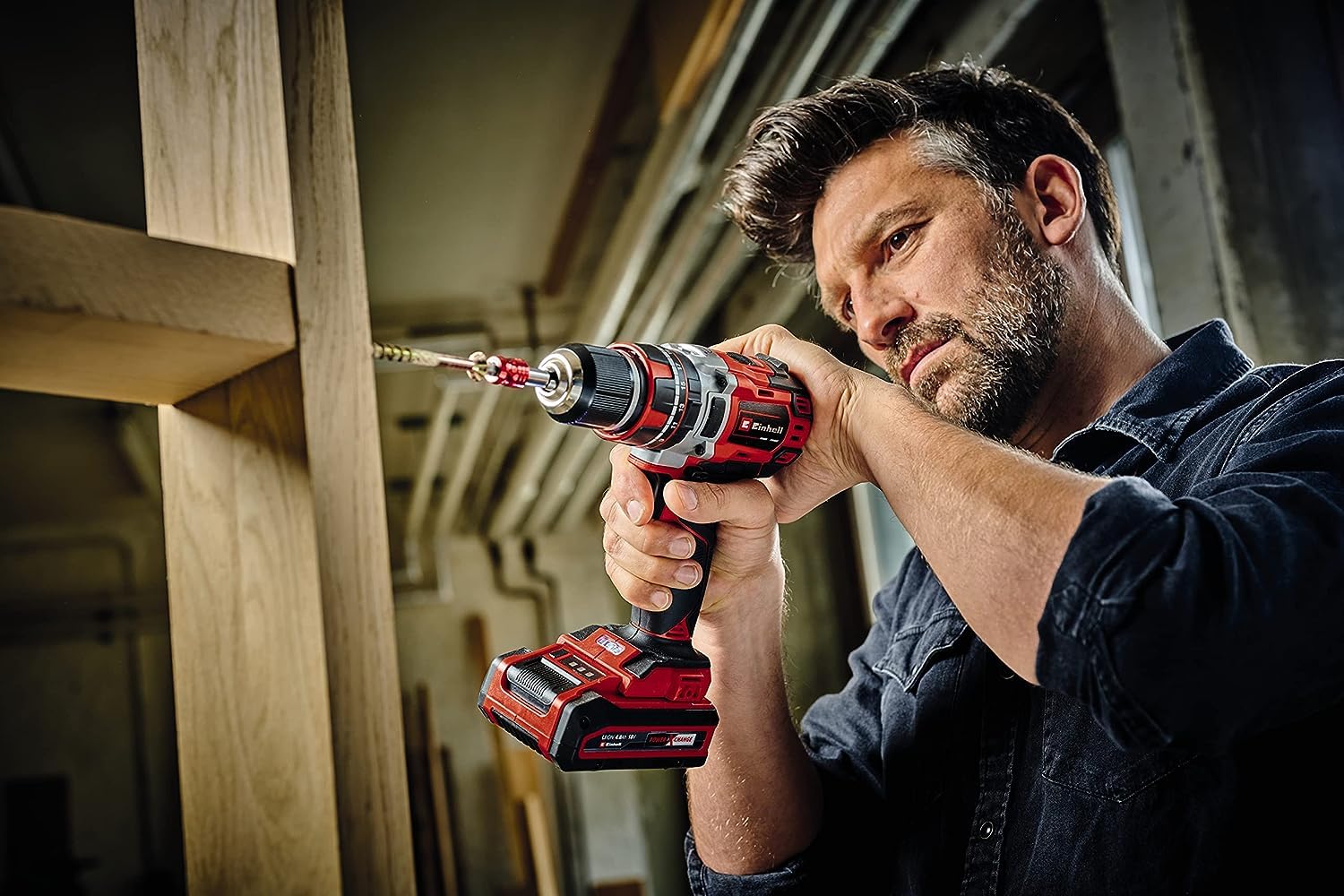 Einhell Professional Akku-Schlagbohrschrauber TP-CD 18/50 Li-i BL Kit Power X-Change (18 V, Brushless, 50 Nm, Schlagbohrfunktion, inkl. 2x 2,0 Ah Akkus + Ladegerät)