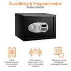 Amazon Basics Tresor aus Stahl, Sicherheit für Zuhause, mit digitaler Tastatursperre – für Bargeld, Schmuck, Ausweise, Dokumente, 14 l, 35cm x 25cm x 25cm (B x T x H), Schwarz
