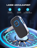 Glangeh Bluetooth 5.3 Adapter Auto, Upgraded Lärmminderung 3,5mm Aux Bluetooth Adapter, 16H Standby Empfänger Receiver Klinke für Auto Audio System, Kopfhörer, Speaker, Stereo-Endstufen