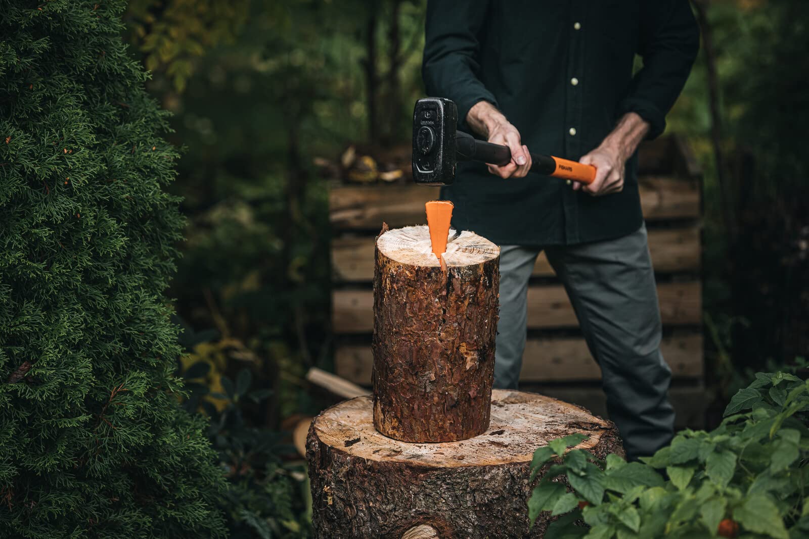 Fiskars Vorschlaghammer, Gewicht: 6,13 kg, Karbonstahl (geschmiedet), Schwarz/Orange, XXL, 1001618
