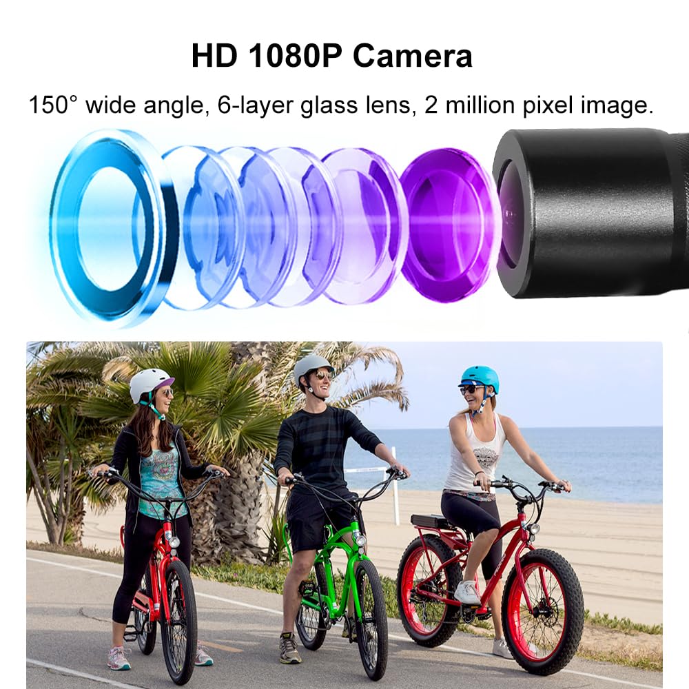 VSYSTO 1080P Tragbare Helmkamera 150° Weitwinkelobjektiv für Motorradhelm 6-lagige Glaslinse Metall Wasserdicht WiFi Nachtsicht DVR Bewegungsrecorder Schleifenaufzeichnung