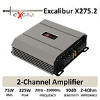 Excalibur X275.2 Auto Verstärker HiFi Stereo 2 Kanal 1300 Watt- Kfz Mini Verstärker Mit 2 x 650 Watt Endstufe Auto, Bass-Boost 12 dB, Variable Frequenzweiche, Remote Anschluss, Subwoofer Bridge Modus