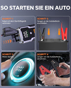 CARHEV 7000A Starthilfe Powerbank für Pkw, 12V Auto Starthilfe Powerbank (Bis Zu 10,0L Benzin Oder 10,0L Diesel), Auto Starter Powerbank mit QC 3.0 USB Ausgänge, Batterie Jump Starter mit LED