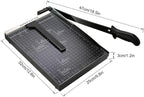 Papierschneider A4-B7,300-485mm Schnittlänge Guillotine Papierschneider für Karton Metallbasis mit Sicherheitsklingenverriegelung und Dual-Führung, 10-12 Blatt Kapazität (Schwarz 300mm)