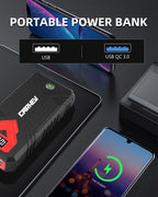 CARHEV Starthilfe Powerbank für pkw, 4000A Auto Starthilfe Powerbank (Bis Zu 8,0L Benzin Oder 8,0L Diesel), 12V Jump Starter Powerbank mit USB Schnellladung und LED Taschenlampe