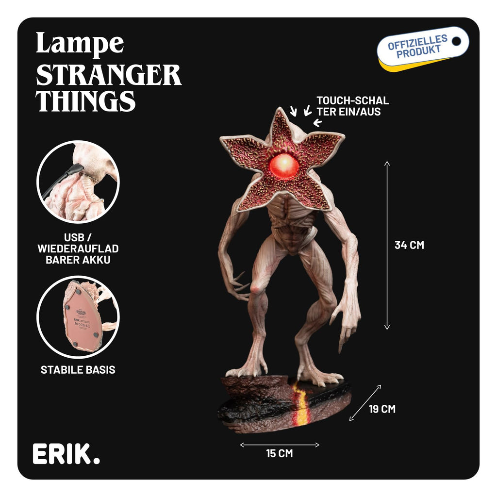 Grupo Erik LED Lampe Stranger Things Demogorgon Licht Deko - Stimmungslicht Schreibtisch 15 x 34 x 19 cm - Nachttischlampe Kinder und Erwachsene Zubehör - Offizieller Stranger Things Merch Fanartikel