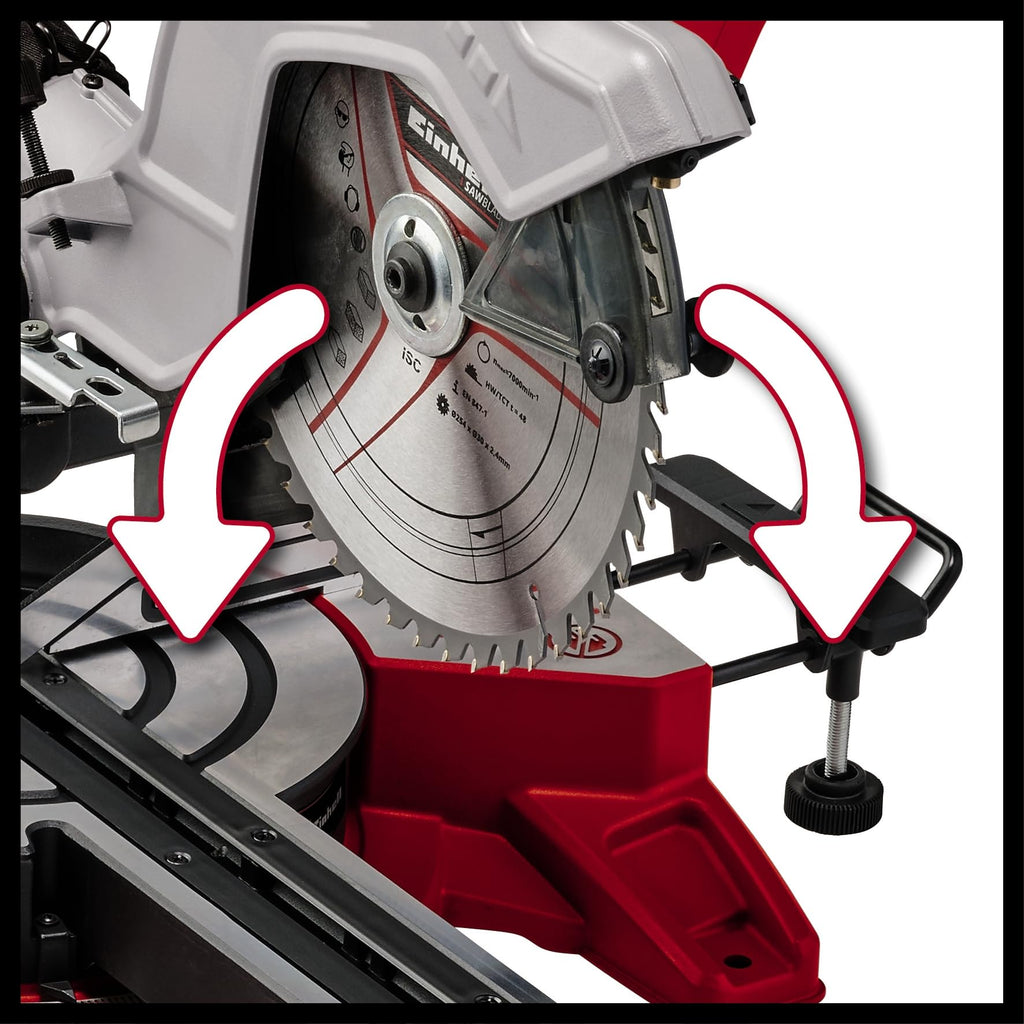 Einhell Zug-Kapp-Gehrungssäge TE-SM 10 L Dual (2.100 W, Ø 254 mm Sägeblatt, 305 mm Schnittbreite, 85 mm Schnitttiefe, Schnittlinienlaser, beidseitige Sägekopfneigung)