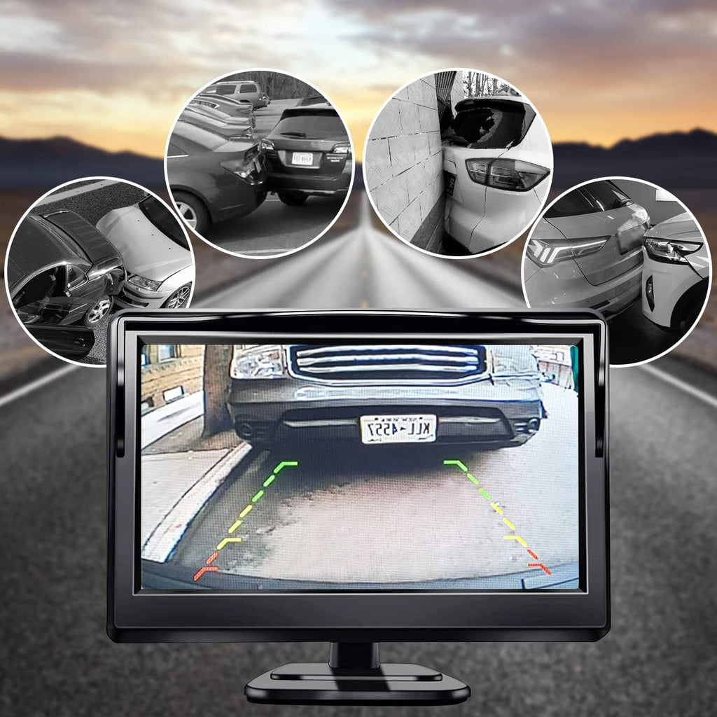 Kairiyard 5 Zoll HD Auto LCD Monitor mit 4LED Nachtsicht Wasserdicht Auto Rückansicht Rückfahrkamera Rückfahrsystem für PKW,SUV,Lieferwagen,Pickups und LKW
