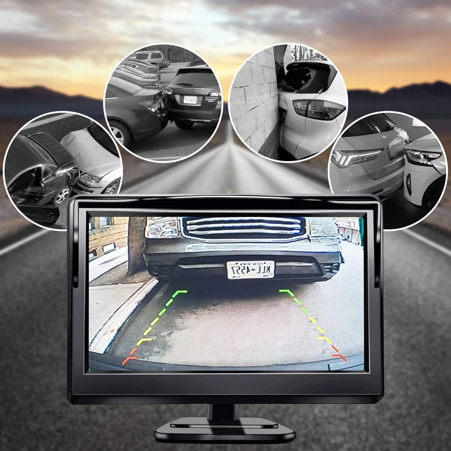 Kairiyard 5 Zoll HD Auto LCD Monitor mit 4LED Nachtsicht Wasserdicht Auto Rückansicht Rückfahrkamera Rückfahrsystem für PKW,SUV,Lieferwagen,Pickups und LKW